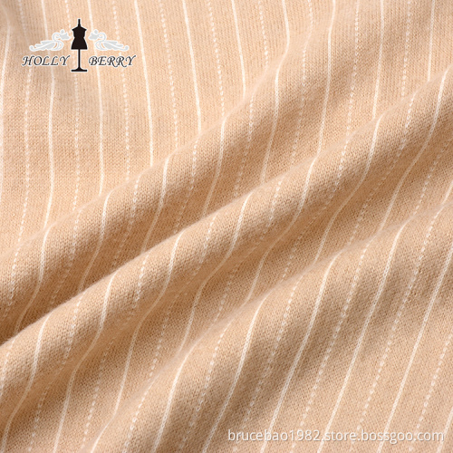 Blouse Femme New Arrival Cotton Stripe Champagne Color Three Quarter Sleeve